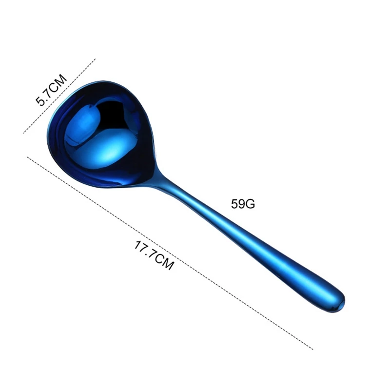 Round Head Long Handle Spoon Colorful Stainless Steel Spoons Flatware Drinking Tools Kitchen Gadget Coffee Fruit Teaspoon