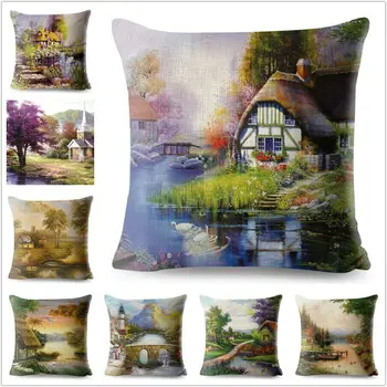 

American Countryside Pillowcase Colorful Cushion Cover Decorative Printing decorative pillows