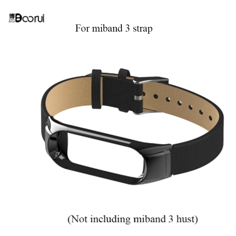 Кожаный ремешок BOORUI mi band 3 Смарт-аксессуары для Xiaomi mi Band 3 сменный спортивный ремень с защитой от потери и металлический чехол