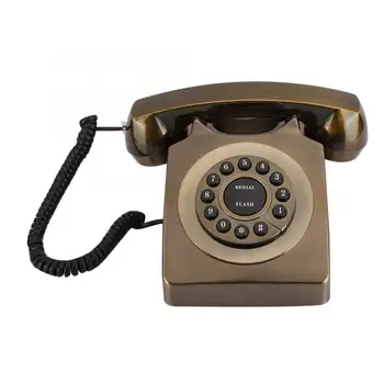 

Retro Telephone Bronze Antique European Old Fashion Landline Phones Desktop Corded Wired Phone for Home Office Hotel Business