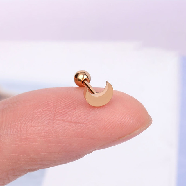 Stainless Steel Mini Stud Earrings Heart Star Moon Cross Butterfly Snake Helix Cartilage Tragus Lobe Ear Piercing Jewelry