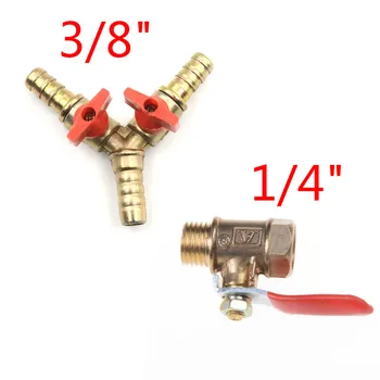 

10mm 1/4" 3/8" Brass Y 3-Way Shut Off Ball Valve Clamp Fitting Hose Barb Fuel Gas Water Oil For Garden Automotive Irrigation