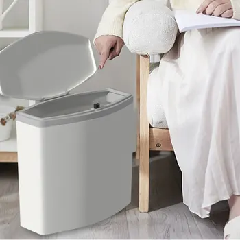 

11L Plastic Narrow Type Kitchen Trash Can Toilet Press Type Waste Bin Dustbin Bathroom Trash bin Basket Garbage Bucket Waste Bin