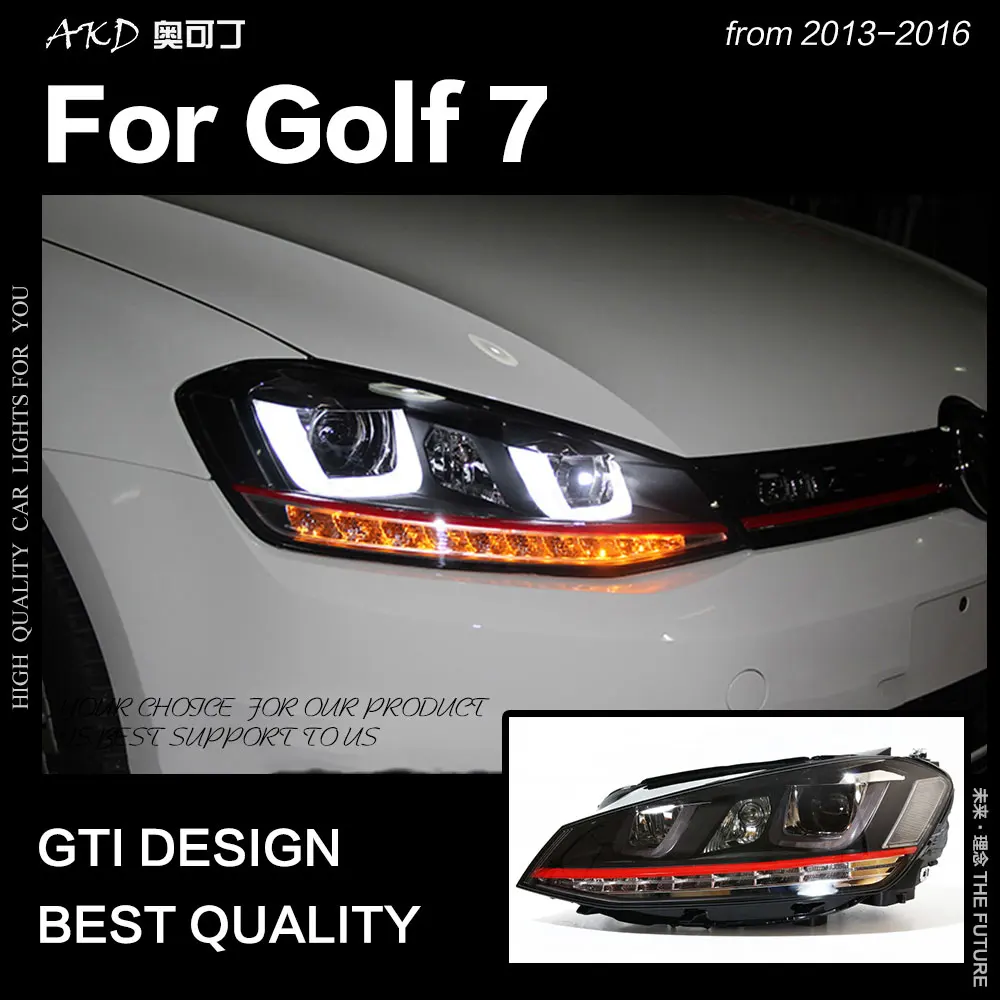 AKD автомобильный Стайлинг для VW Golf 7 фар Golf7 светодиодный фонарь GTI дизайн DRL Hid