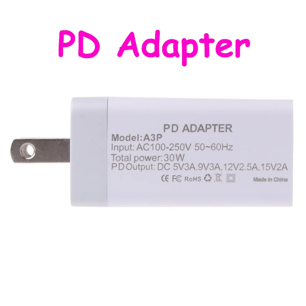 White PD 30 Вт адаптер варп-зарядное устройство DC 5V3A/9V3A/12V2. 5A/15V2A Быстрая зарядка для дома путешествия для мобильного телефона планшет для iPhone iPad - Цвет: White