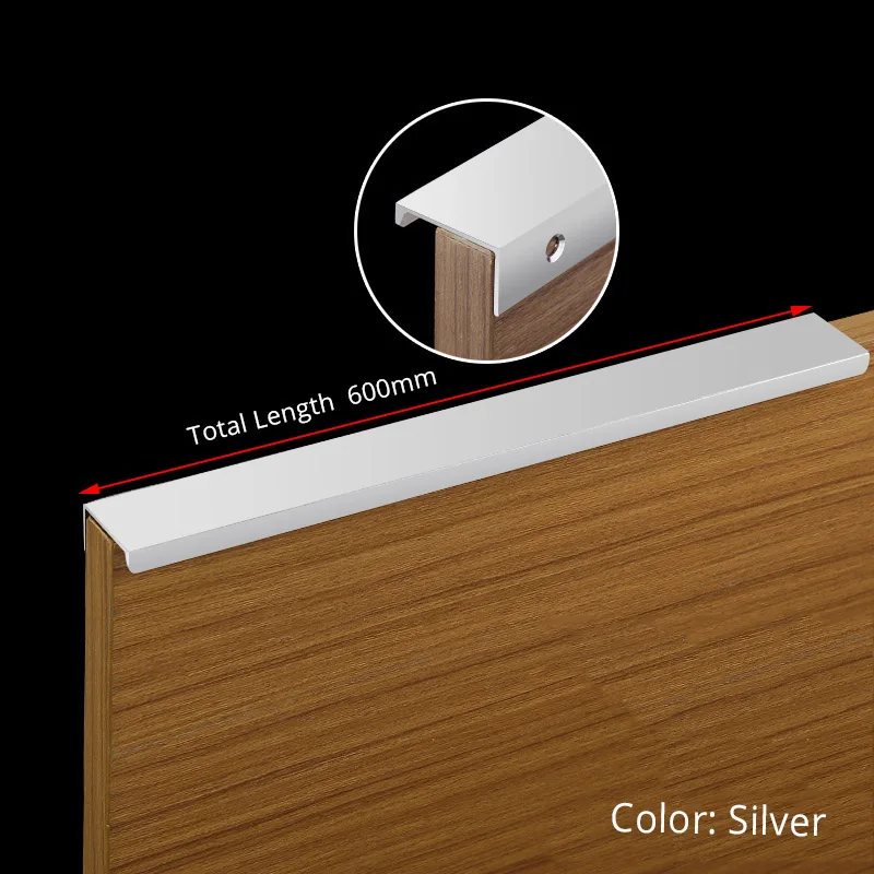 Sleek Black Aluminum Alloy Cabinet Handles for Kitchens and Furniture