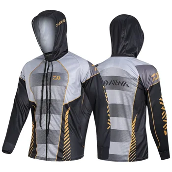 

New 2020 Daiwa Men Fishing Clothings Windproof Zipper Jacket Anti-Mosquito Coat Fishing Jersey Running Riding Fishing Clothes