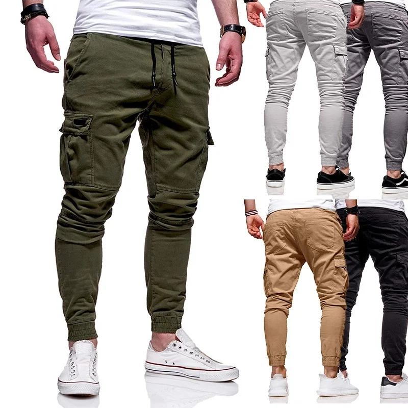 2020 Men Pants Joggers Casual Male Cargo Military Sweatpants Solid Multi-pocket Hip Hop Fitness Trousers safari Sportswear 2020 Men Pants Joggers Casual Male Cargo Military Sweatpants Solid Multi-pocket Hip Hop Fitness Trousers safari Sportswear