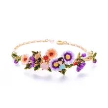 Креативный Мори ручной росписью эмалевый Цветочный браслет личность темперамент пчела девушка сердце браслет