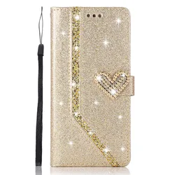 Premium Shiny Leather Wallet Flip Phone Case for S24Plus S25Plus (Gold)