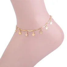 Медный браслет женский корейский стиль Мода пятиконечная звезда ножной браслет Универсальный тонкий ноги украшения женские аксессуары