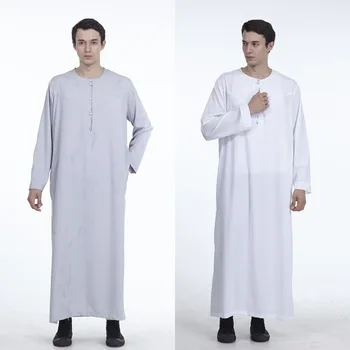 

Mens Clothing Robe Long Sleeve Arab Jubba Thobe Man Solid Color Kaftan Middle East Islamic Ethnic Clothing Turkey Abaya Costumes