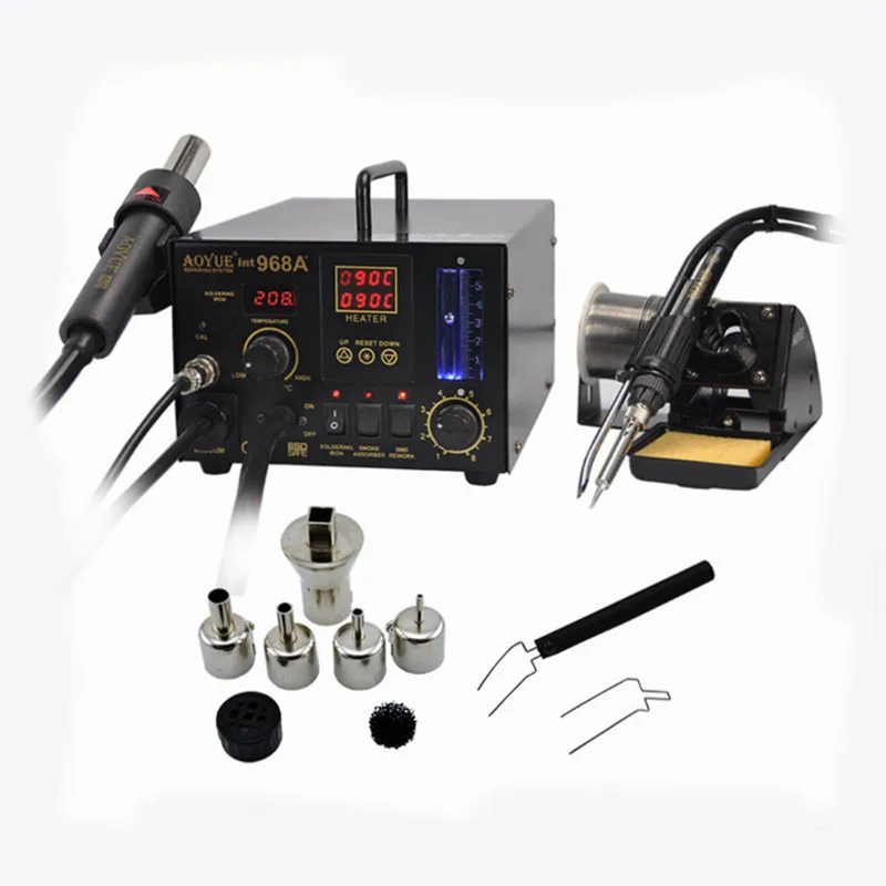 Паяльная станция AOYUE 968A + SMD/SMT горячий воздух 3 в 1 паяльная и машина для переделки