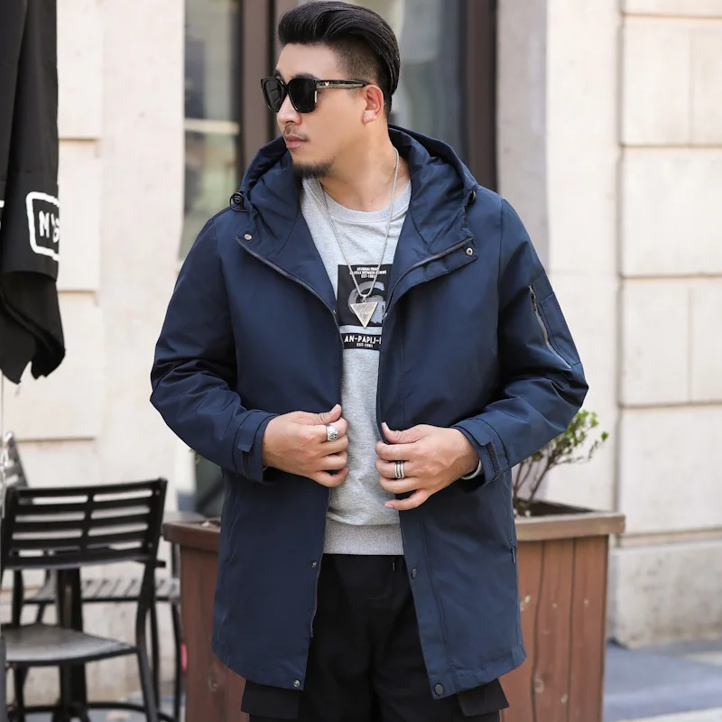 Плюс размер 5xl 6xl 7xl 8xl фитнес средней длины мужская куртка новые осенние куртки Повседневная ветровка тонкое пальто Мужская молодежная