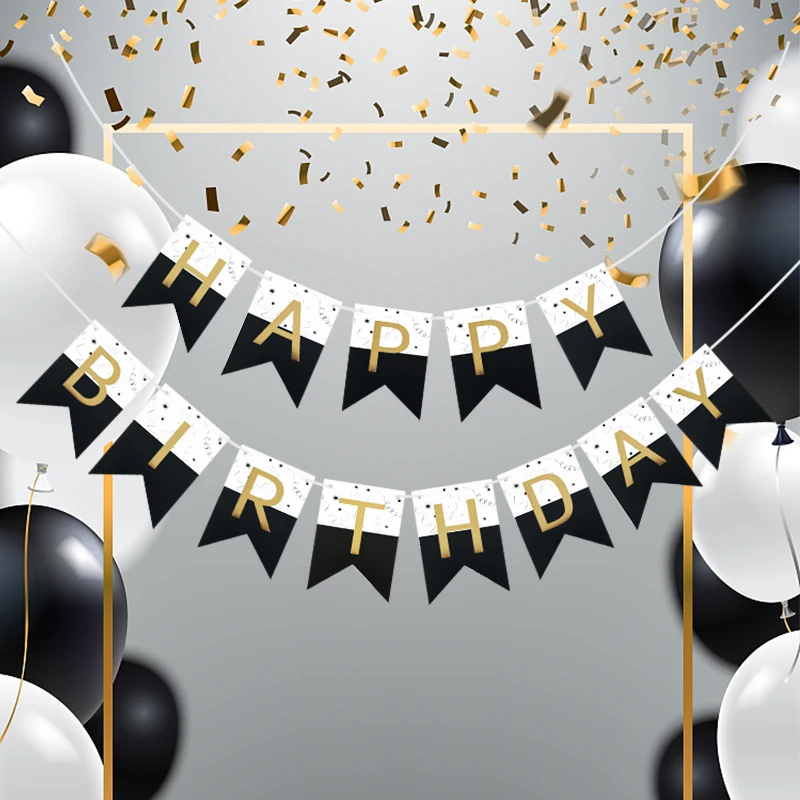 

13pcs/set Happy Birthday Flags Party Decoration Gold Letters Hanging Banner Garland Baby Shower Photo Props Bunting