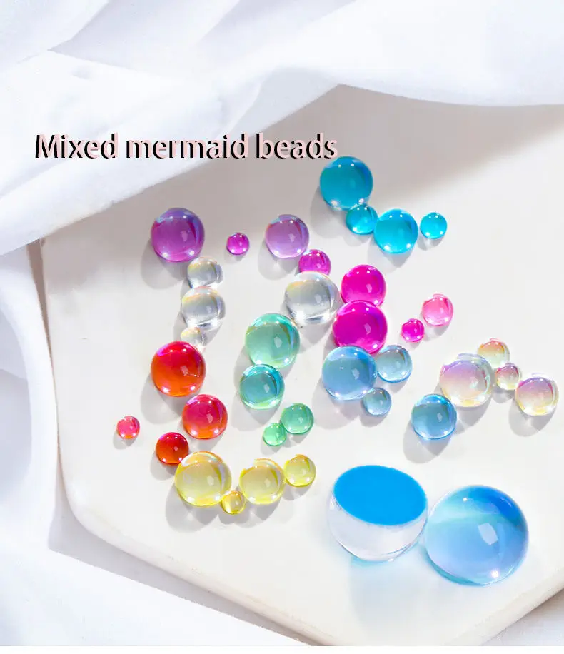 Glass Rhinestones Flatback Mixed Size Half Beads Aurora Borealis Crystal For Nails Mermaid Tears Round Stones For Handicraft