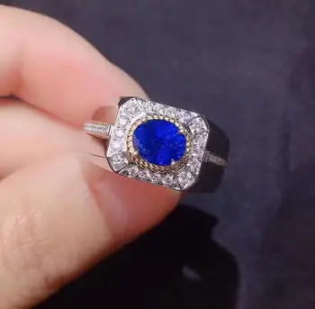 

Y410 Fine Jewelry Real 18K White Gold 100% Natural Unheat Blue Sapphire 1.52ct Gemstones Sapphire Diamonds Unisex Male's Rings
