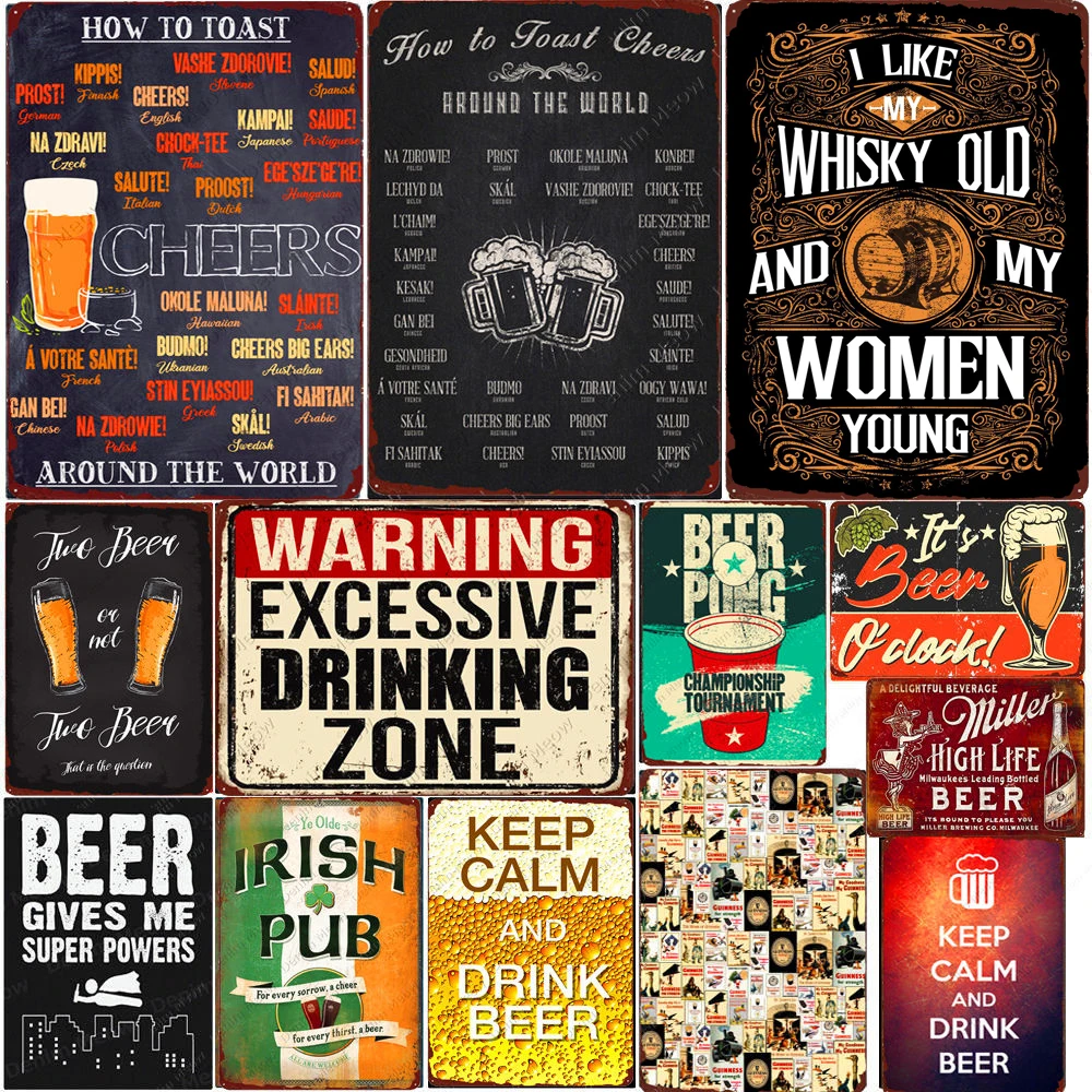 Tin Sign Wall-Poster Pub-Bar Beer World-Plaque Vintage Metal Home-Decor Man Cave Around