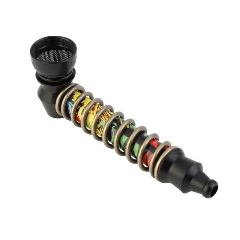 

Spring Design Zinc Alloy Metal Tobacco Pipe Personality Herb Smoking Pipe With Filter Screen For Smoking Weed