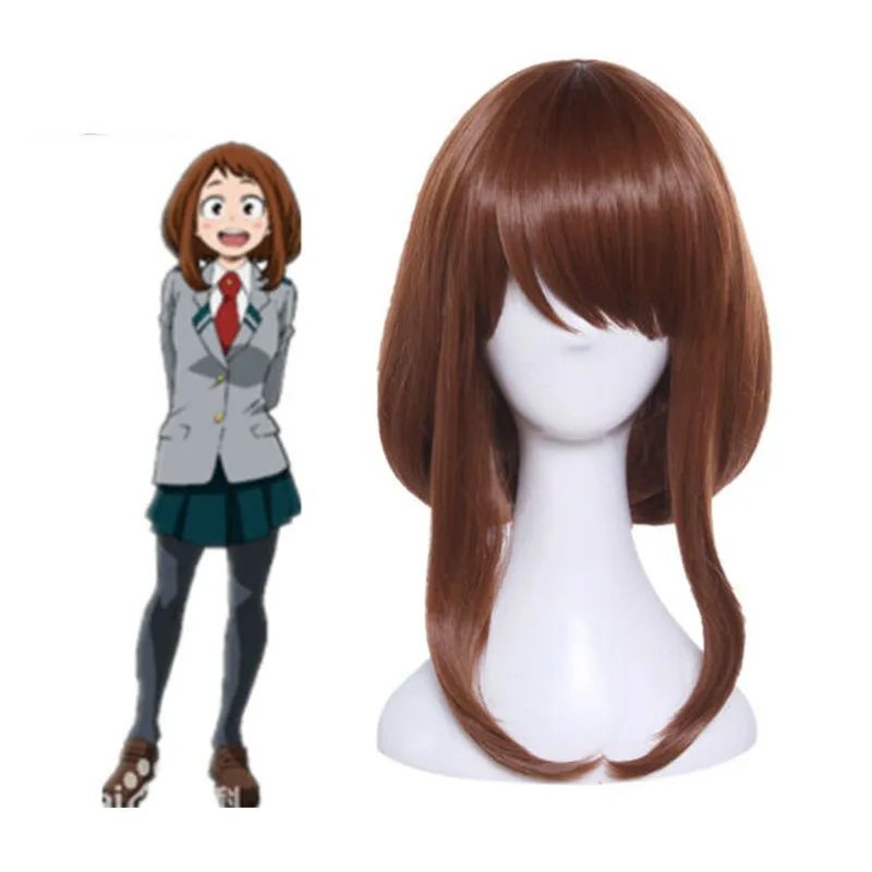 

My Hero Academia Boku no Hiro Akademia Uraraka Ochako Wig Short Brown Bobo Heat Resistant Cosplay Wig + Wig Cap Cosplay Costumes