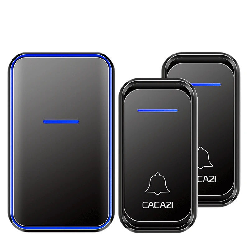 

CACAZI EU US UK Waterproof Wireless Doorbell 300M Remote Intelligent LED Light Home Door Bell 38Chime 1 2 Button 1 2 3 Receiver