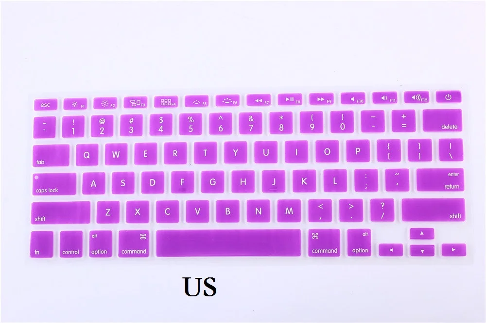 US-Purple Клавиатура для Macbook Pro retina 13 15 A1502 A1398, чехол для клавиатуры, тонкая, водонепроницаемая, защитная пленка - Цвет: US-Purple