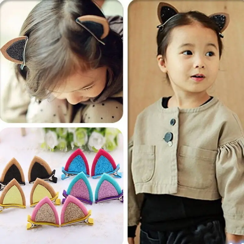 Lovely Kids Baby Grils Children Sequins Cat Ear barrettes Hair Clips Hairpins Party Holiday DIY Decorations |
