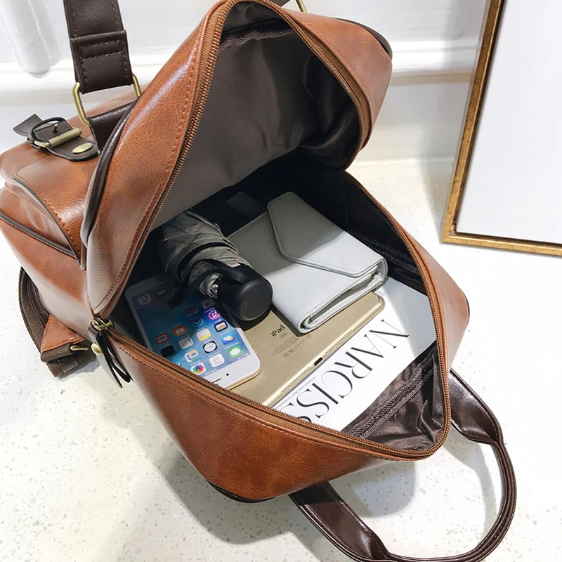 2019 mochila feminina anti theft school bags waterproof travel vintage laptop brown leather big backpack women korean designer