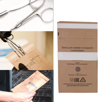 

25pcs/lot Disposable Self Sealing Sterilization Disinfection Pouch Storage Paper Bag For Pedicure Salon Nail Tools Accessories