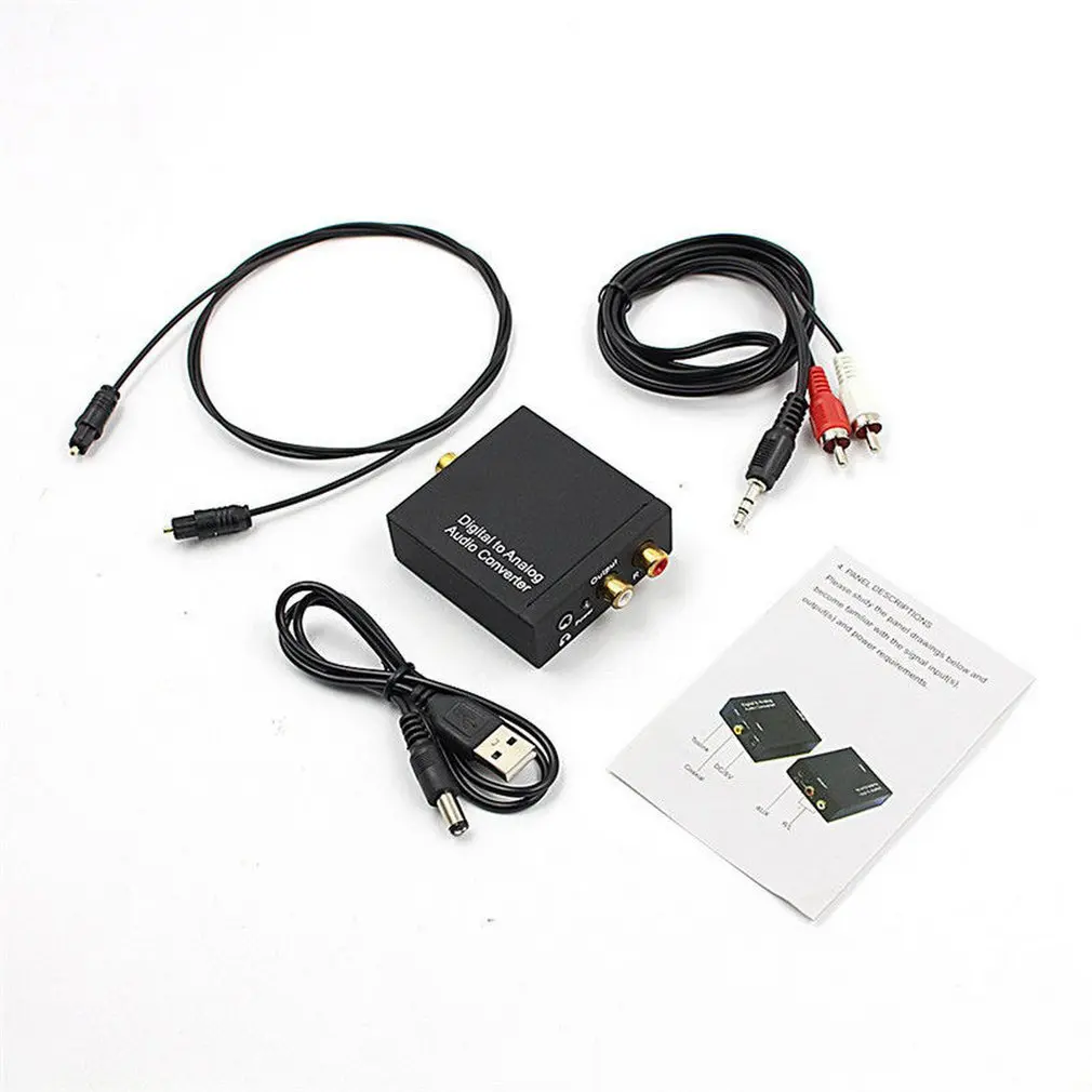 

3.5mm Digital Coaxial Toslink Optical to Analog L/R RCA Audio Converter Adapt + optical fiber cable