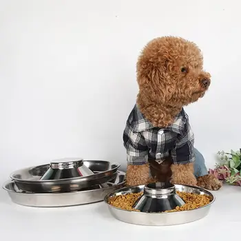 

Stainless Steel Dog Feeding Bowl Dog Slow Eating Training Bowl Durable Elevated Feeder For Dogs Cats Pet Avoid Choke Feeder