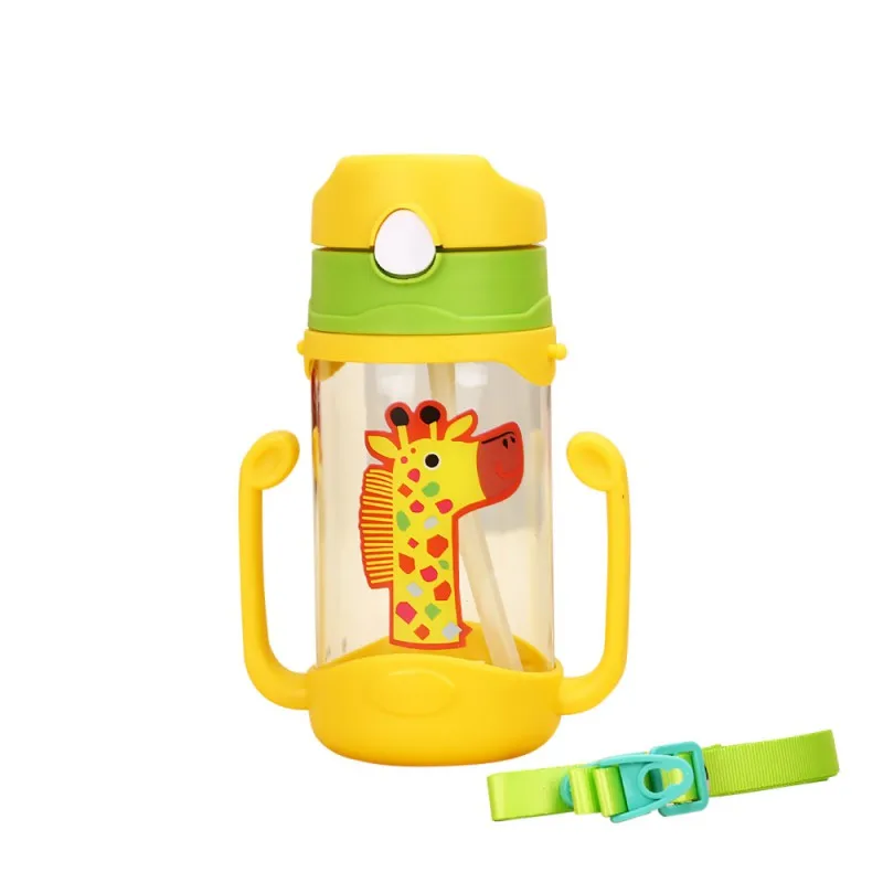 210 мл новая детская красочная бутылка для воды с мультяшным рисунком 3 цвета детские чашки с утконосом форма рта для кормления ребенка обучение - Цвет: Giraffe D