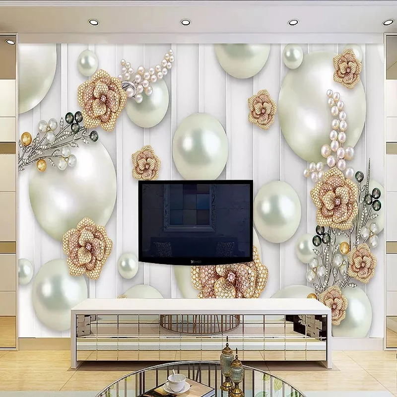 

Custom large mural 3D wallpaper Modern creative 3D expansion space fashion jewelry sphere TV wall decor deep 5D embossed