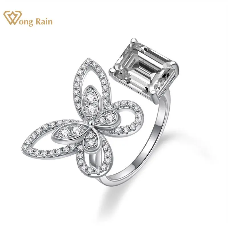Wong Rain 100% 925 пробы серебряное кольцо-бабочка из моиссанита цитрина для свадьбы