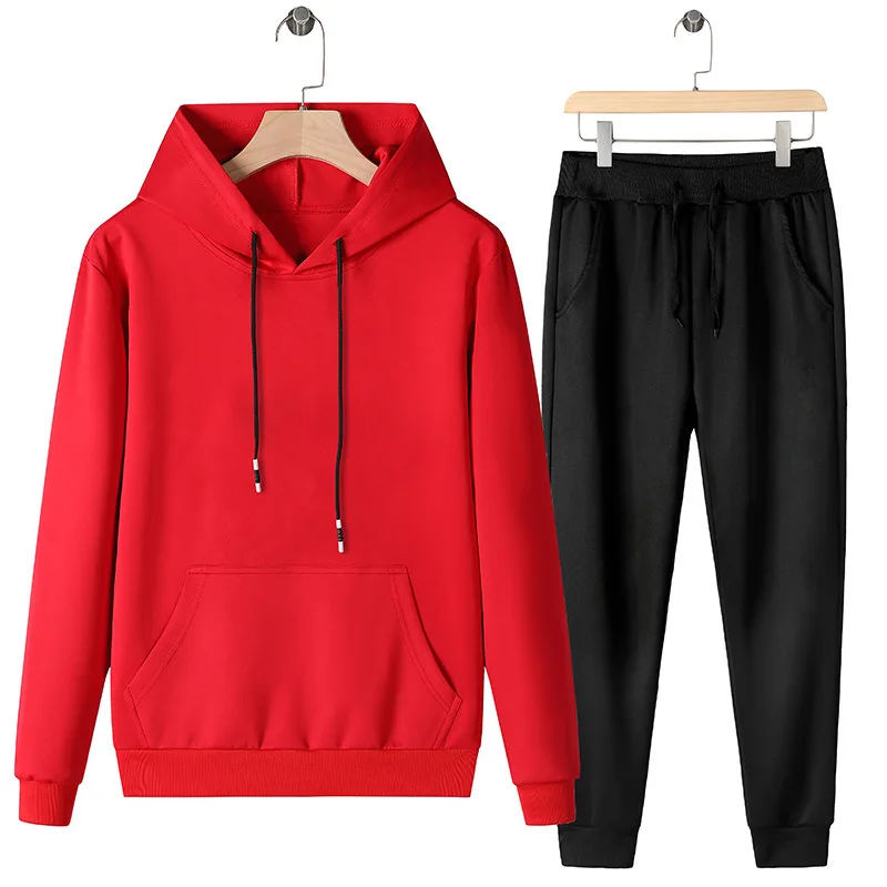 

2019 Autumn Hoodies Set Men Hooded Sweatshirts Sportswear Mens Tracksuit Hoodie Male Brand Hoodies+Pants Set Men Sweat Suit 3XL