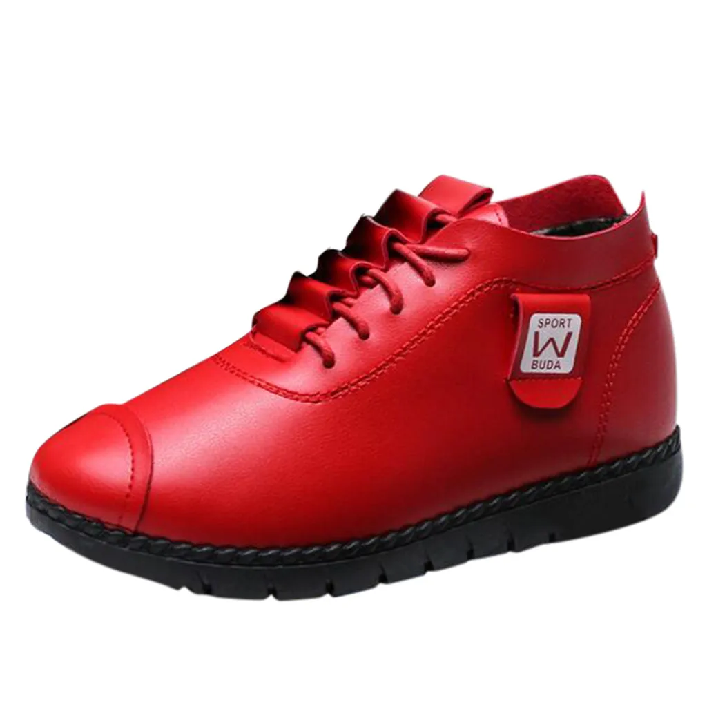 

Retro Round Head Flat Bottom Comfortable Women's Casual Plus Velvet Sneakers Warm High-Top Soft Fashion Boots Sen Female