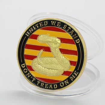 

1776 USA Declaration of Independence Liberty Bell And "Don't Tread On Me" Snake Pattern Gold Plated Coin Collection Gifts