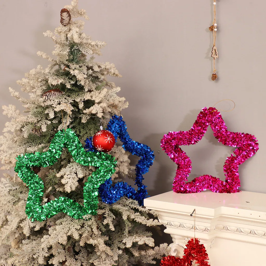christmas decorations for home Shining Christmas Wreath Ornament Wall Hanging Decorations Pendant Party Festival gift tags