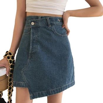 

sexy mini slim Denim skirt summer women high waist vintage black korean Jeans skirts womens club sexie Cotton short skirt 2020
