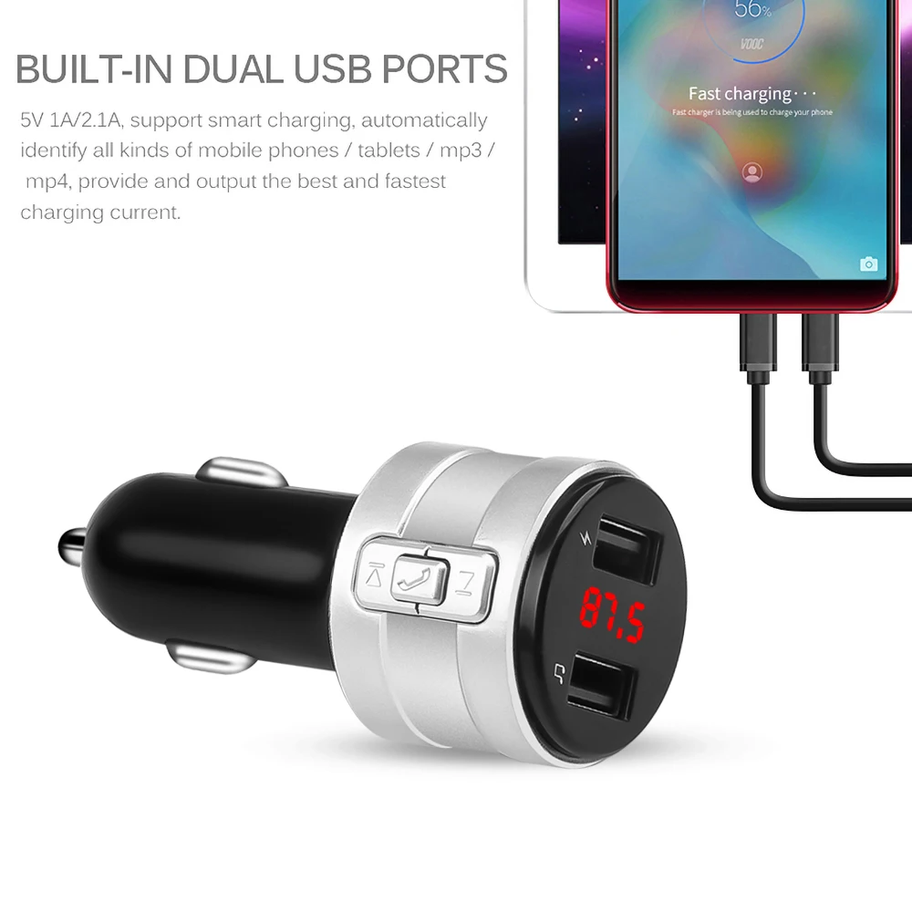 Гарнитура Bluetooth 4,2 автомобильное зарядное устройство 3.1A двойной USB адаптер fm-передатчик модулятор Автомобильный mp3 плеер беспроводной аудио приемник