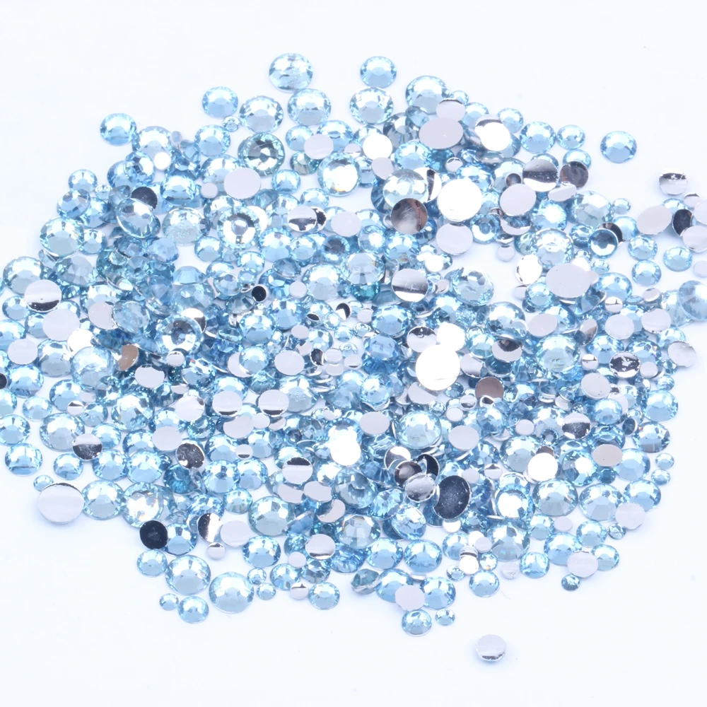 Resin Rhinestones Non Hot Fix Navy blue AB 500/1000pcs 2-6mm Round Flatback  Diamonds Appliques For Craft Fabric Wedding Dresses