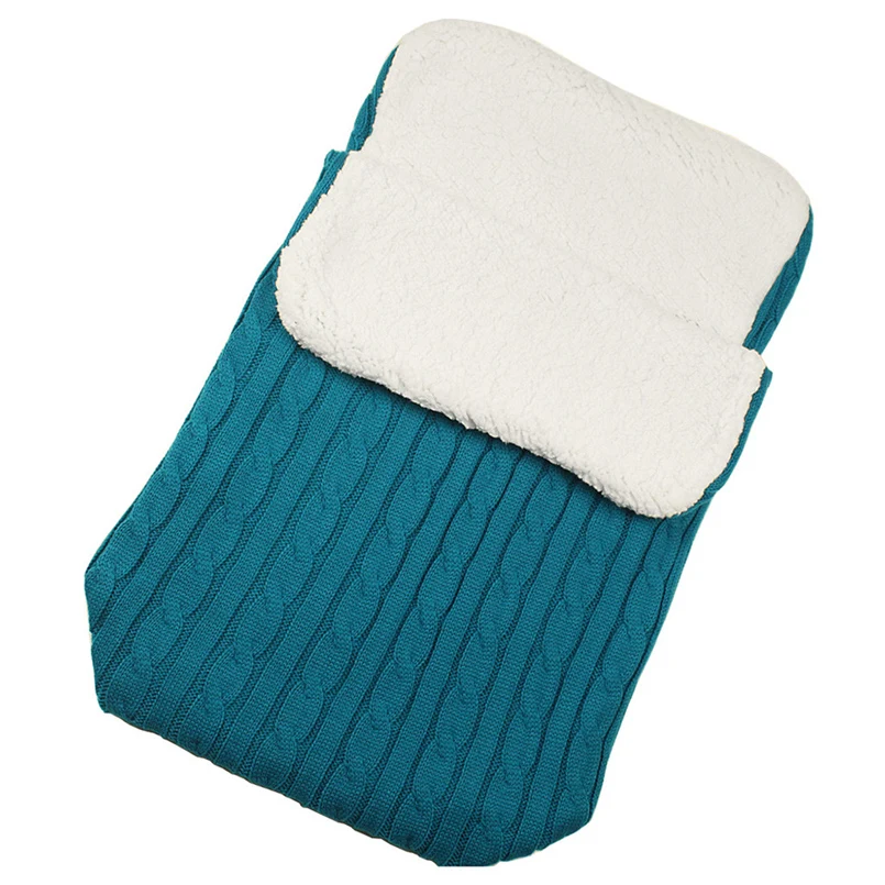 Winter baby stroller sleeping bag outdoor button baby knitted sleeping bag wool plus velvet thick quilt warm  sleeping bag 30D5 (5)