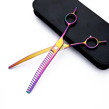 

8.0 inch thinning downward Curved blade scissors nail pet scissors professional Japan 440c curved dog grooming shears