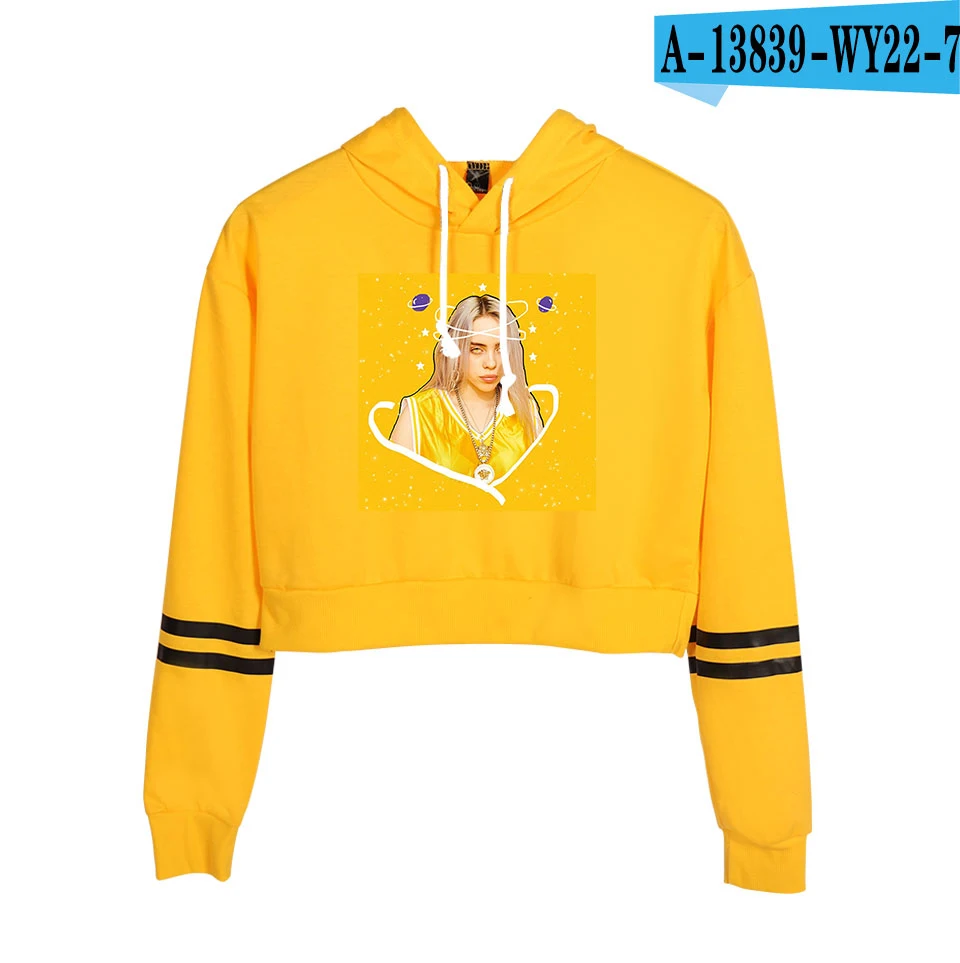 orange Billie Eilish толстовки женские кроп дизайн толстовки модная сексуальная спортивная одежда Billie Eilish принт Толстовка уличная мода Короткая Толстовка - Цвет: orange