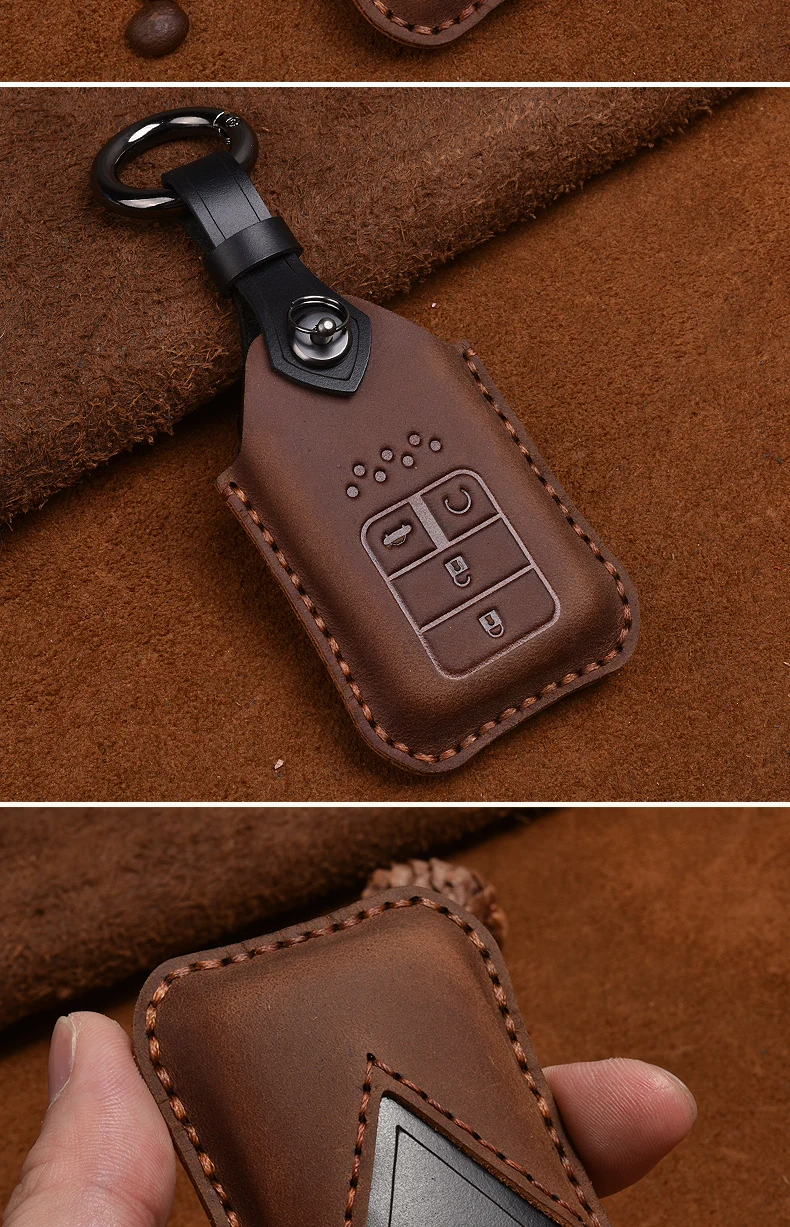 Ретро ручной работы из натуральной кожи чехол для автомобильного смарт-ключа чехол сумка для Honda Civic HR-V CRV Odyssey Accord 2013
