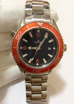 

Classic New Men Automatic Mechanical Watches Luminous Black Orange Blue Leather Sapphire Classical Professional AAA+ Gent