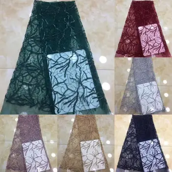 

2020 green African Lace Fabric gold High Quality Lace Nigerian Sequins Lace Fabrics Embroidered French Lace Fabric For Women