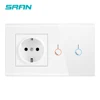 SRAN Touch sensor switch with socket crystal glass panel 170~250V 16A 146*86 wall socket with Light Switch 1gang and 2gang ► Photo 3/6