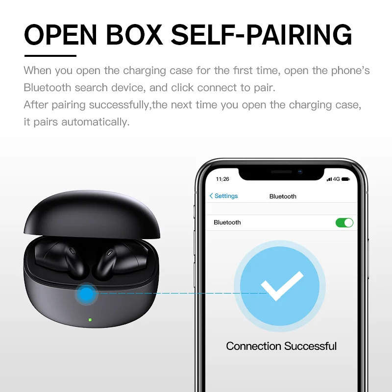 iKF Find Pro Wireless Earbuds Gaming Touch Control TWS Bluetooth 5.0 with 500mAh Charge Case Waterproof AAC Stereo Sound Black