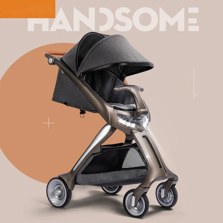 

Baby Four-wheeled Cart High-tech With Lights High-vision Two-way Shock Absorber Portable Folding Cart Can Sit Baby Stroller